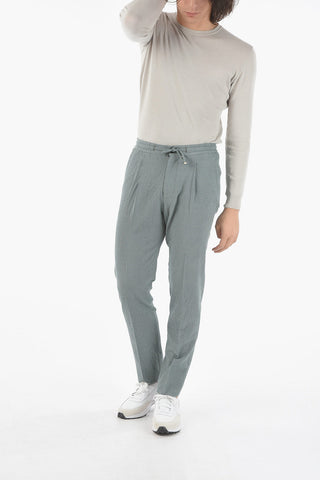 check silk and virgin wool ACADEMY  Single Pleated trousers