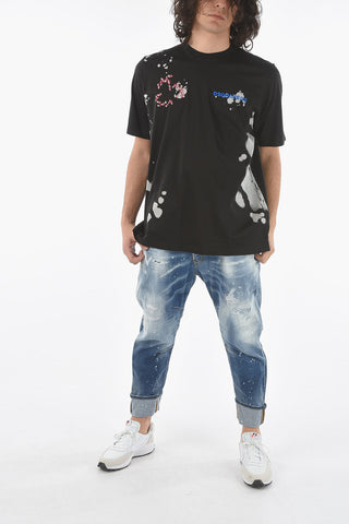 Acid Wash Effect SLOUCH FIT Crew-Neck T-Shirt