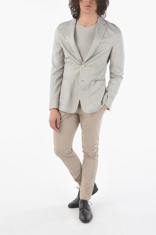 ID Cotton and Linen Unlined Blazer with Patch Pockets