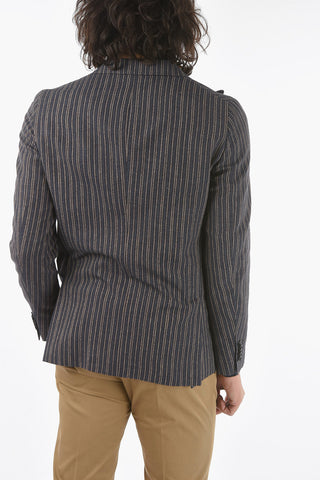 CC COLLECTION Unbalanced Striped Jacket REWARD with Peaked Lapel and Patch Pocket