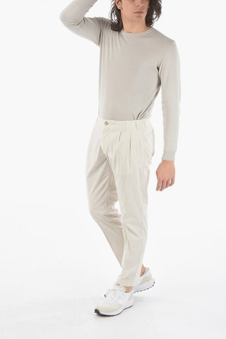 ID Cotton stretch HUANTED double pleat trousers With Belt Loops