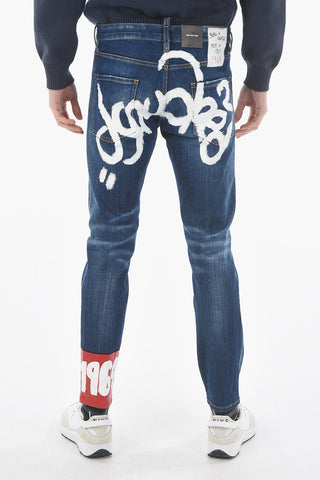Jeans COOL GUY con Lettering Motivo Vernice 17cm