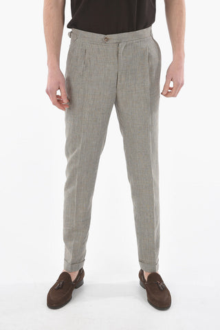 CC COLLECTION Micro Houndstooth RESET Double Pleated Pants with Cuffed Hem