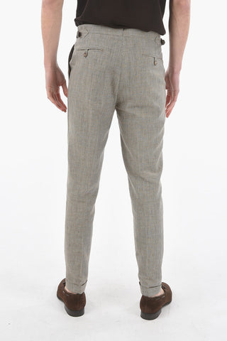 CC COLLECTION Micro Houndstooth RESET Double Pleated Pants with Cuffed Hem