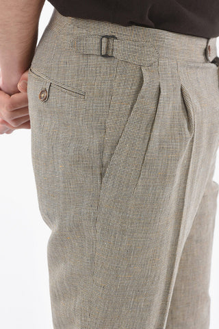 CC COLLECTION Micro Houndstooth RESET Double Pleated Pants with Cuffed Hem