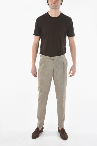 CC COLLECTION Micro Houndstooth RESET Double Pleated Pants with Cuffed Hem