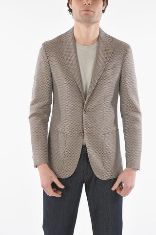 CC COLLECTION Zweiknopfjacke REFINED aus Schurwolle mit geometrischem Muster