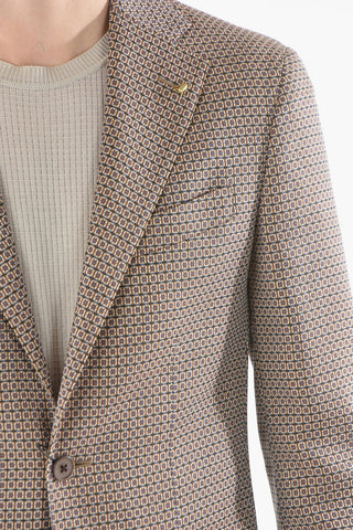 CC COLLECTION Zweiknopfjacke REFINED aus Schurwolle mit geometrischem Muster