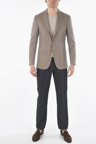 CC COLLECTION Zweiknopfjacke REFINED aus Schurwolle mit geometrischem Muster