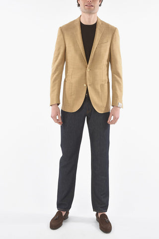 side vents notch lapel patch ACADEMY SOFT pocket 2-button blazer