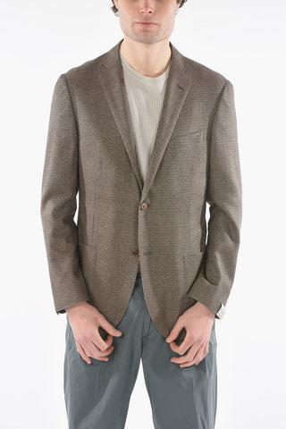 Animal Patterned silk GATE patch pocket 2-button blazer