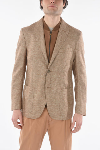 ID Silk and Cashmere IDENTITY Blazer with Leather Chest piece