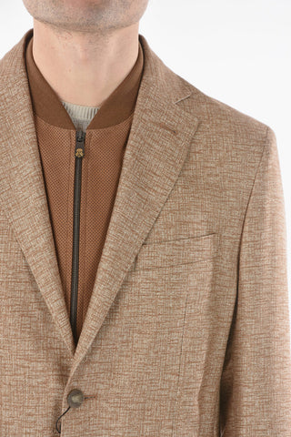 ID Silk and Cashmere IDENTITY Blazer with Leather Chest piece