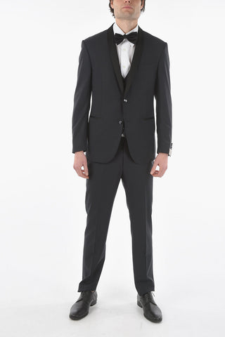 virgin wool center vent shawl lapel CERIM.ACADEMY 3 piece waistcoat suit