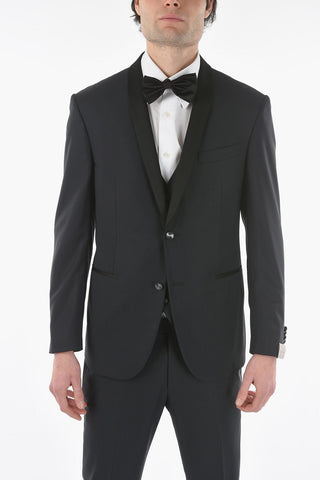 virgin wool center vent shawl lapel CERIM.ACADEMY 3 piece waistcoat suit
