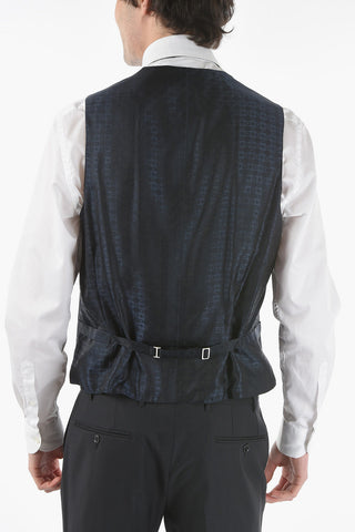 virgin wool center vent shawl lapel CERIM.ACADEMY 3 piece waistcoat suit