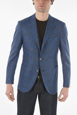 SARTORIA checked virgin wool and silk 2-button blazer