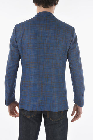 SARTORIA checked virgin wool and silk 2-button blazer