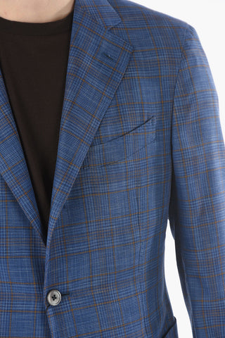SARTORIA checked virgin wool and silk 2-button blazer