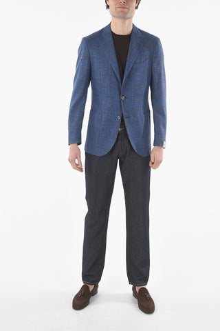 SARTORIA checked virgin wool and silk 2-button blazer