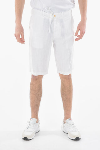 ID Linen Shorts with Belt Loops and Drawstrings