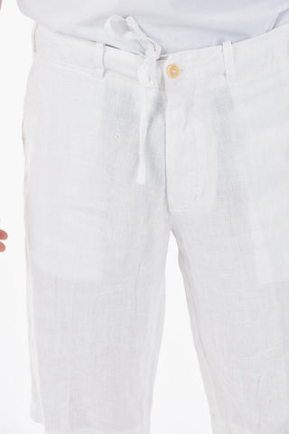 ID Linen Shorts with Belt Loops and Drawstrings