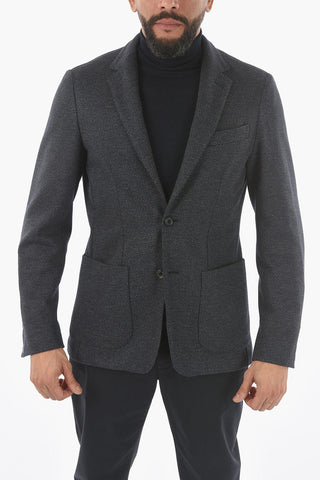 Half-Lined Herringbone Blazer with Side Vents