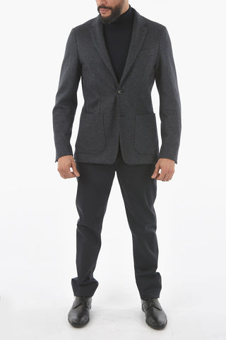 Half-Lined Herringbone Blazer with Side Vents