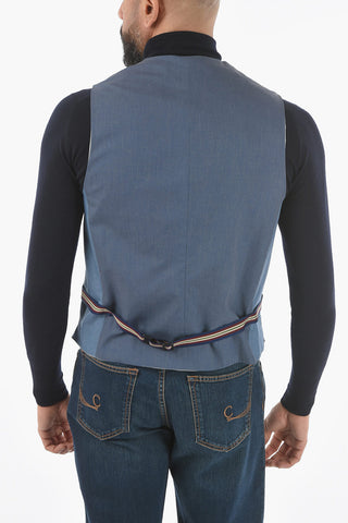 CC COLLECTION Lined Herringbone Vest with Notch Lapel