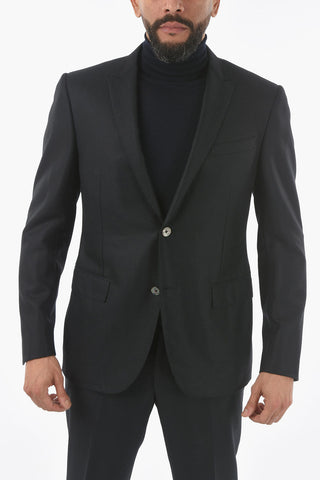 Lined Suit with Flap Pocket and Peak Lapel