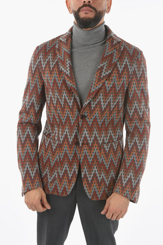 Cotton Half-Lined Blazer with Pattern and Side Vents