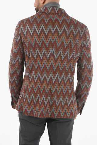 Cotton Half-Lined Blazer with Pattern and Side Vents