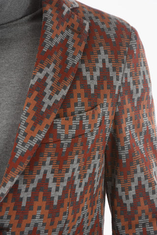 Cotton Half-Lined Blazer with Pattern and Side Vents