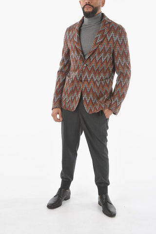 Cotton Half-Lined Blazer with Pattern and Side Vents