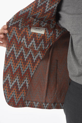 Cotton Half-Lined Blazer with Pattern and Side Vents