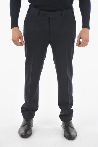 Wool Trousers with Zip and Tab Closure with Buttons