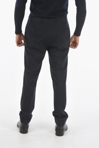 Wool Trousers with Zip and Tab Closure with Buttons