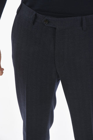 Wool Trousers with Zip and Tab Closure with Buttons