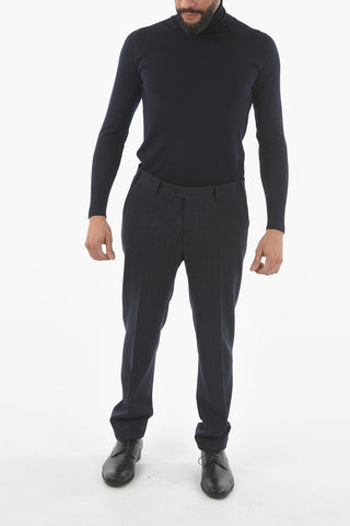 Wool Trousers with Zip and Tab Closure with Buttons