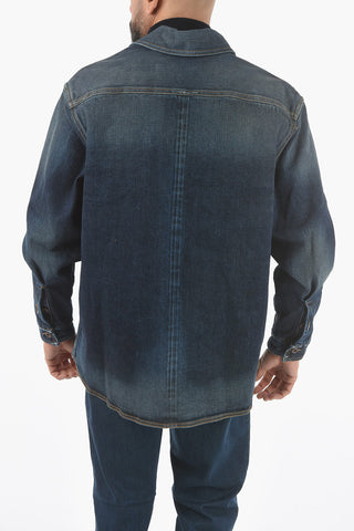 Ripped Denim INDIGO WHITE Blazer with Flap Pocket