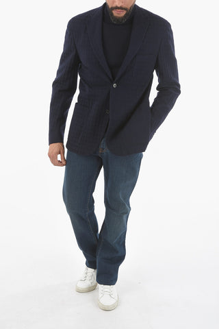 Unlined Blazer with Welt Pocket and Side Vents