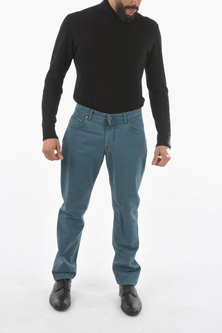 Pantaloni Cinque Tasche con Bottoni e Ricamo