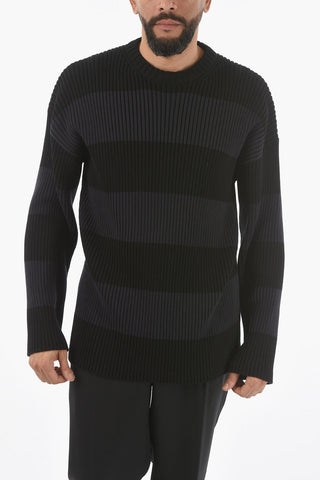 Two-Tone Striped Crew Neck UNISEX Sweater