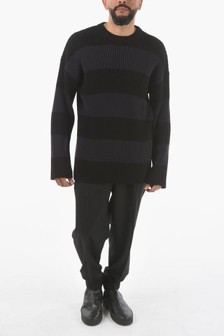 Two-Tone Striped Crew Neck UNISEX Sweater