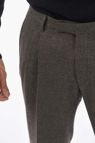 CC COLLECTION Pantaloni Foderati Motivo Hopsack con Pinces