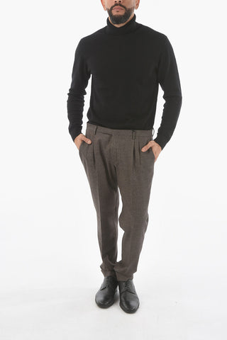 CC COLLECTION Pantaloni Foderati Motivo Hopsack con Pinces