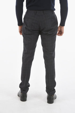 CC COLLECTION Lined Windowpane Check Trousers with Pinces