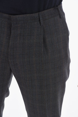 CC COLLECTION Lined Windowpane Check Trousers with Pinces