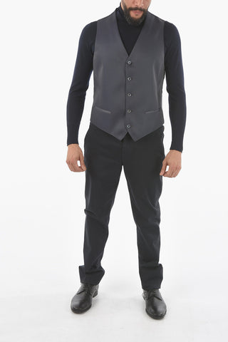 CC COLLECTION Lined Gilet with Patch Pocket and Back Half-Belt