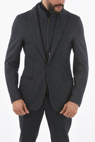 Giacca Semifoderata Motivo Houndstooth con Chest Piece